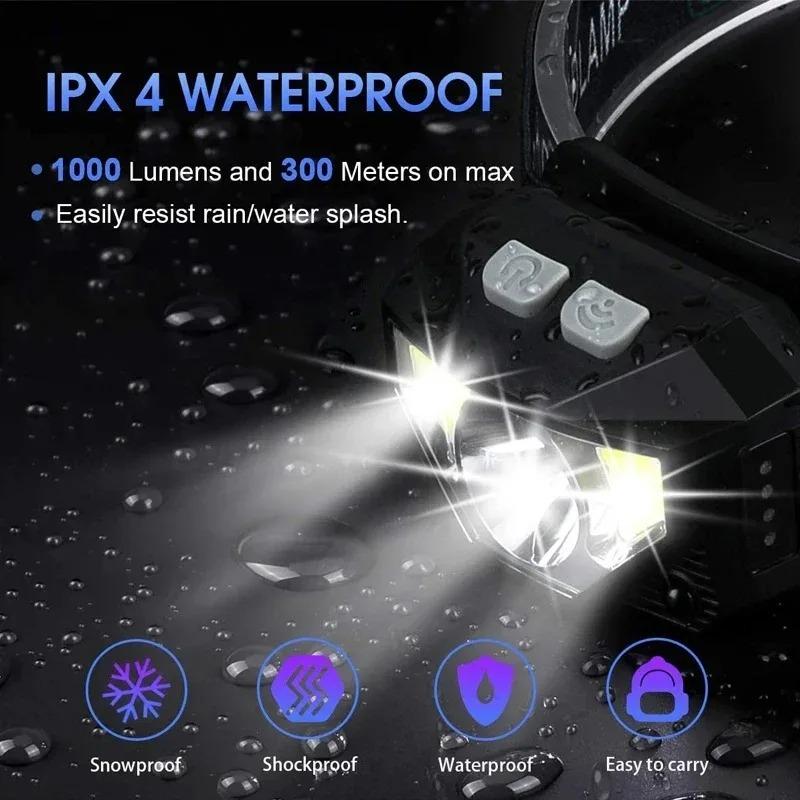 8Modes Motion Sensor Headlight Powerful LED Headlamp Head Lamp COB Flashlight Torch Head light For Camping Fishing