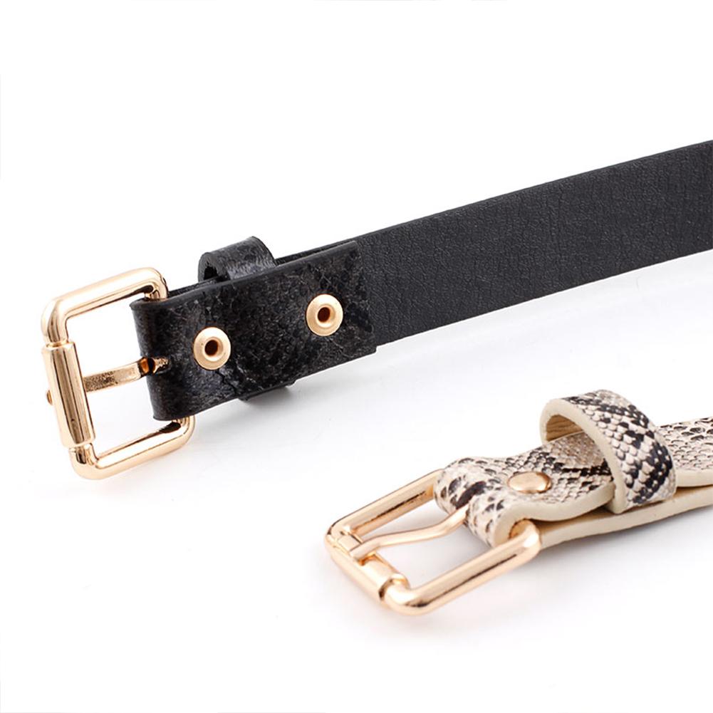 Women Fashion Retro Style All Match Snakeskin Printing Thin Waist Belt