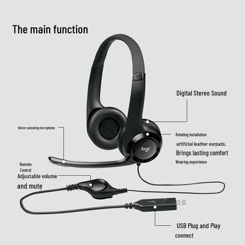 Logitech H390 Stereo USB Wired Headset