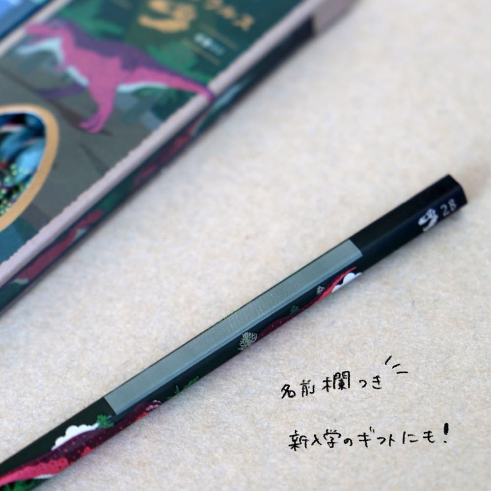 Tombow Pencil 2B Dinosaur Drawing Set 12 Pencils Designs x 6 Original Card Glitter Pencils, B, (2 Pencils) + + Stickers, PCA-371BAZ