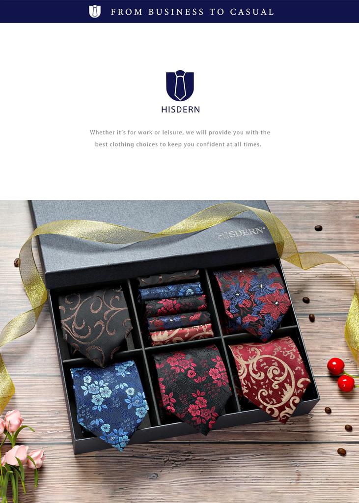 Paisley Pattern Chief Set of Floral Job Business Gift [HISDERN] Necktie, Men's Necktie, 5, Wedding, Stylish, Pattern, Necktie, Brand, Hunting,