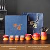 Xunyi Red-Orange Gradient Ceramic Travel Tea Set