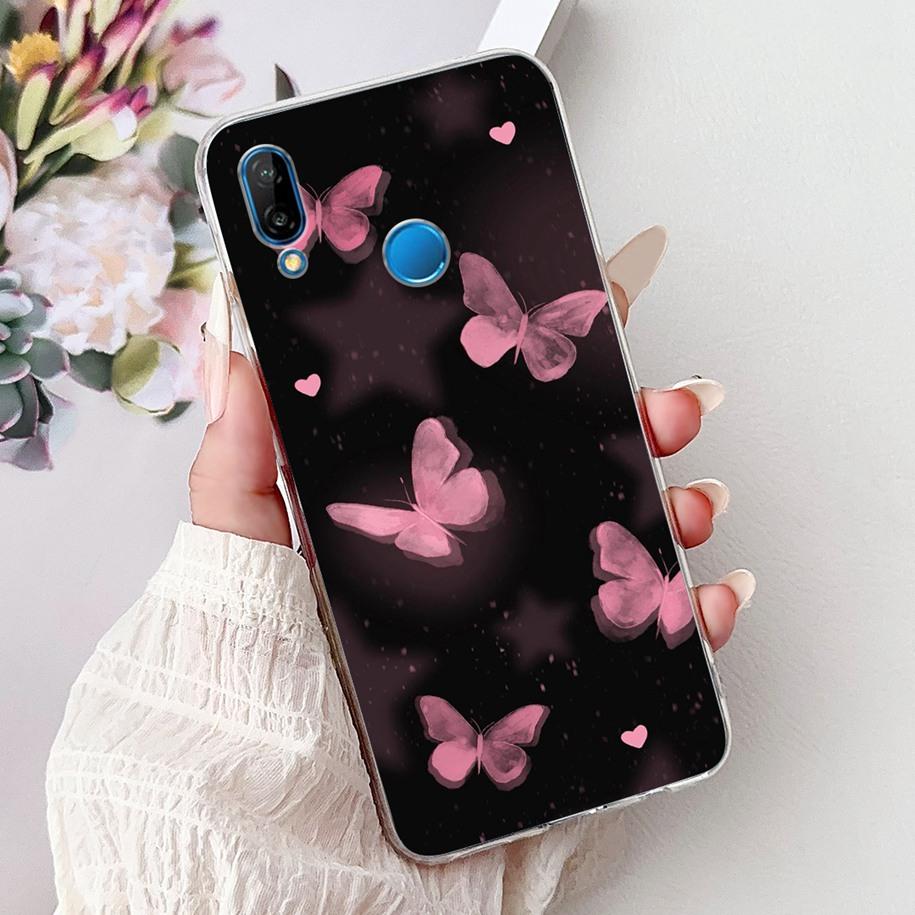 Für Huawei P20 Lite Hülle Beliebte Blume Schmetterling Weiche Klare Silikon Handy Rückseite für Huawei P20Lite Nova 3e ANE-LX1 Bumper
