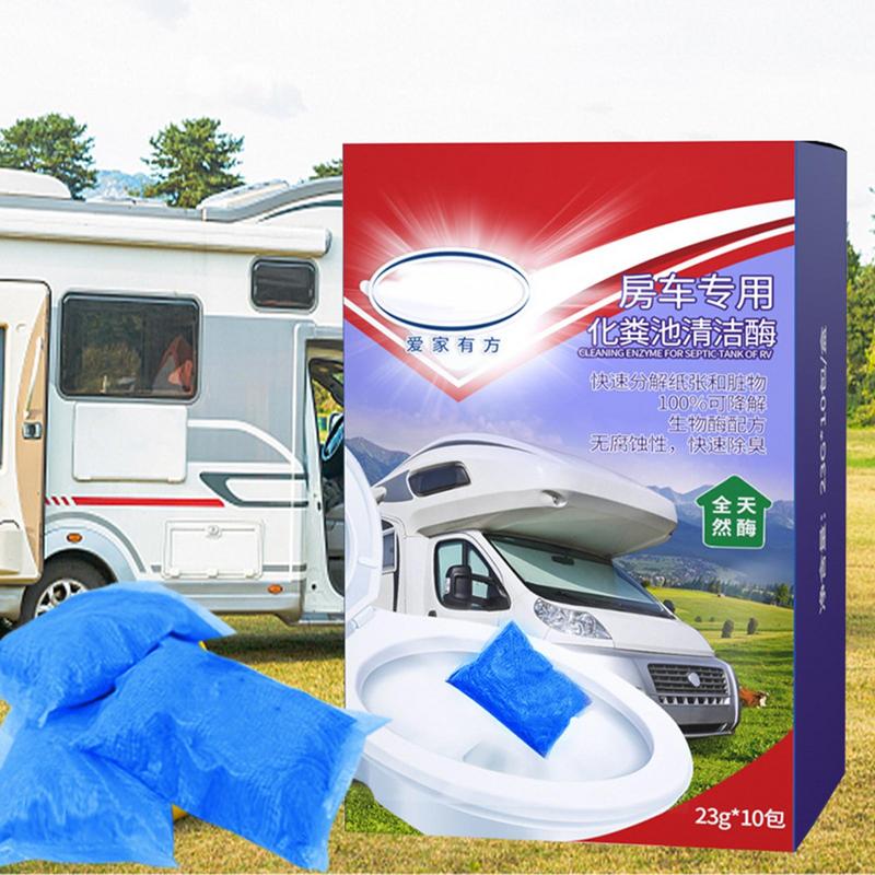 Portable 10PCS RV Black Tank Fecal Degrading Agent Anti-Clogging RV Toilet Waste Breakdown RV Car Cleaning Supplies