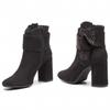 Eva Minge Women' Black Leather Ankle Boots 35 0Fx11*