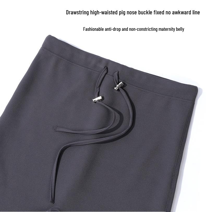 Winter Fleece-Lined Maternity Flare Pants with Abdominal Support and High Waist Design