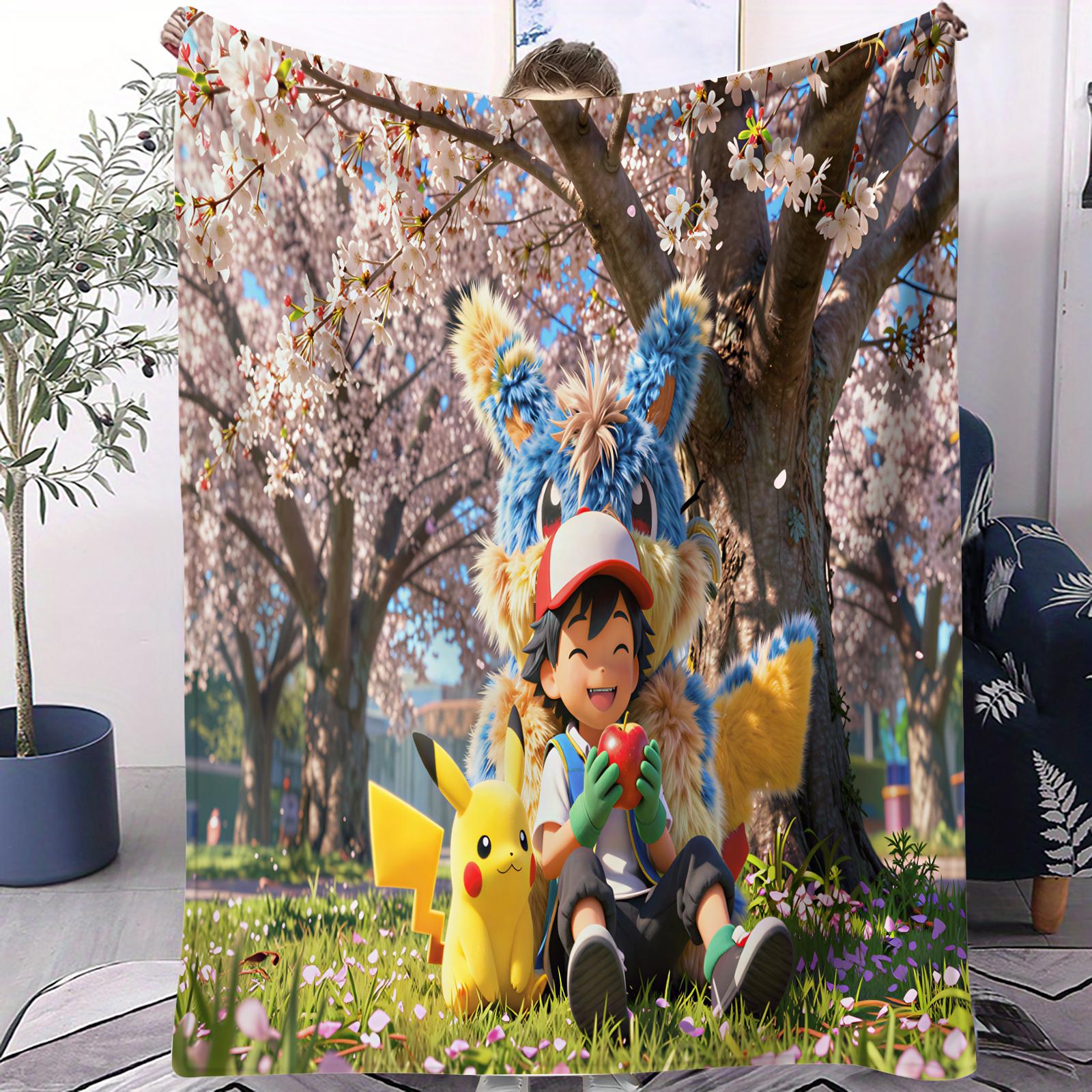 

Cartoon Pikachu Theme Monster Printed Flannel Blanket For OfficeCamp Travel Multifunctional Universal Blanket Fan Gift 70x100cm