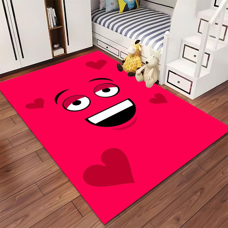 Funny Face with Hearts Carpet suitable as a non-slip mat for the living room or bedroom sofa