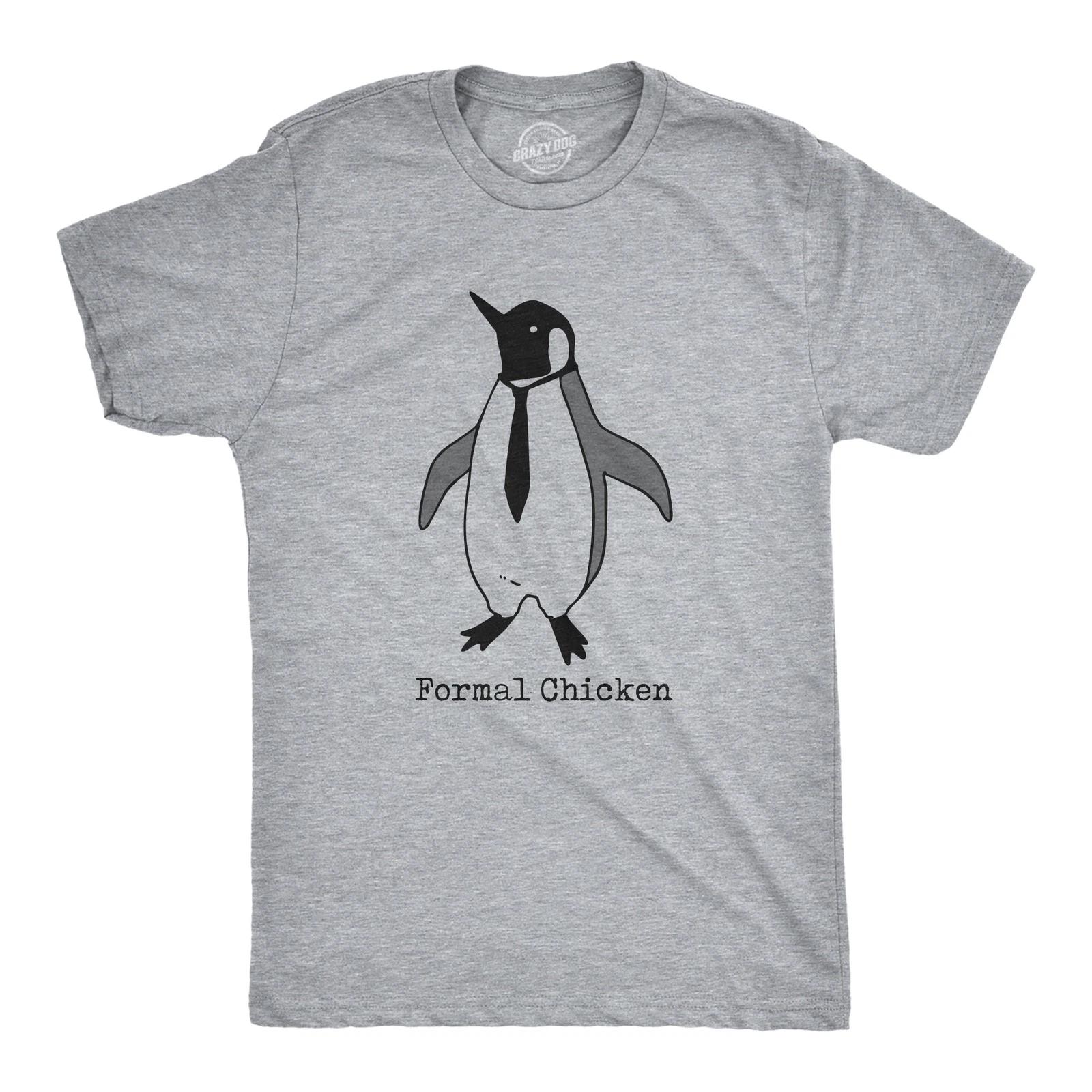 Mens Formal Chicken T Shirt Funny Penguin Suit Tuxedo Tie Joke Tee for Guys XXXXL