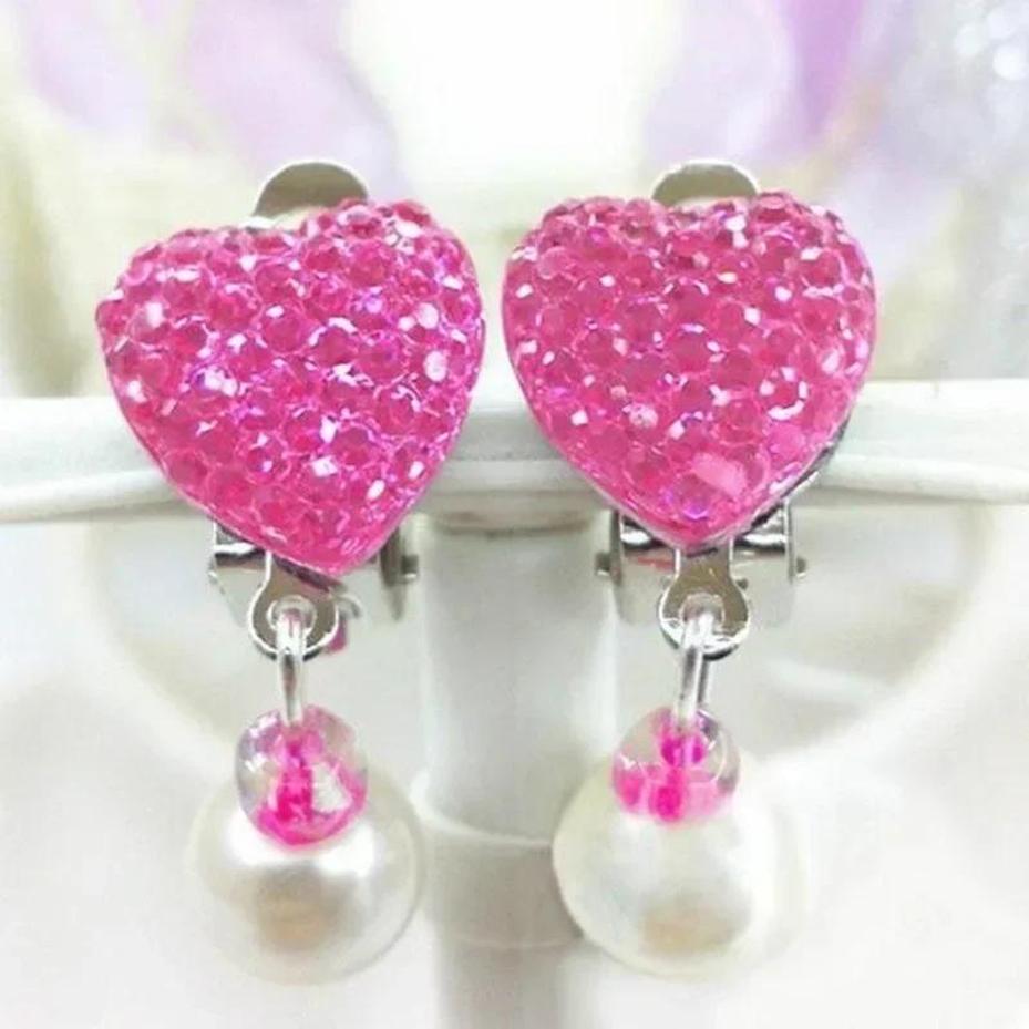 Cute Girls Children's Ear Clip Earrings Princess No Ear Hole Earrings Shining Diamond Earrings Pendant Ear Jewelry Accessories