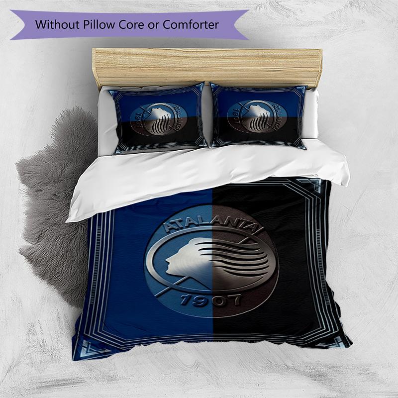 Set Biancheria da Letto Stampato 3 Pezzi Atalanta FC Traspirante Copripiumino con Federe Biancheria da Letto Decorativa per Camera da Letto Casa