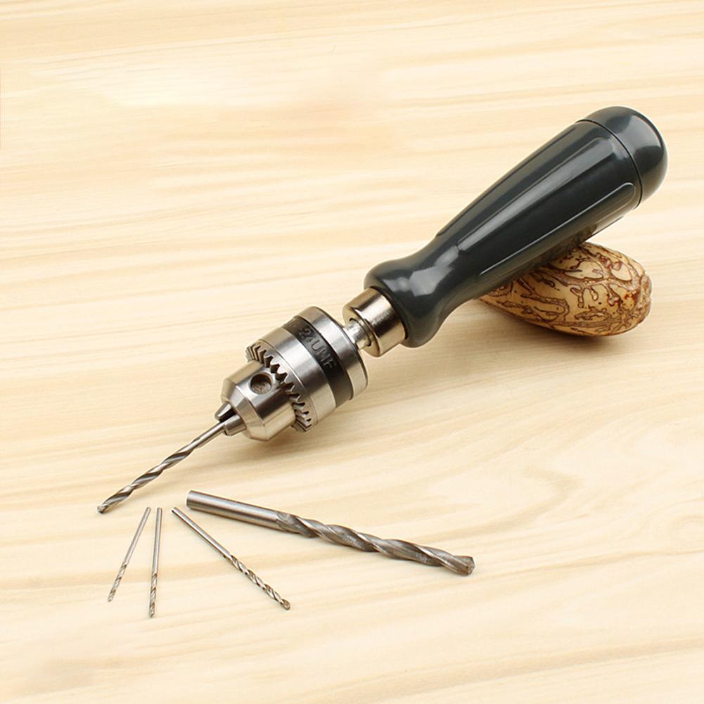 Drill Chuck Hand Drill Set with 1.5/2.0/3.0/4.0/5.0mm Bits Manual Drilling Tools Multifunction Hand Twist Drill DIY Hand Tools