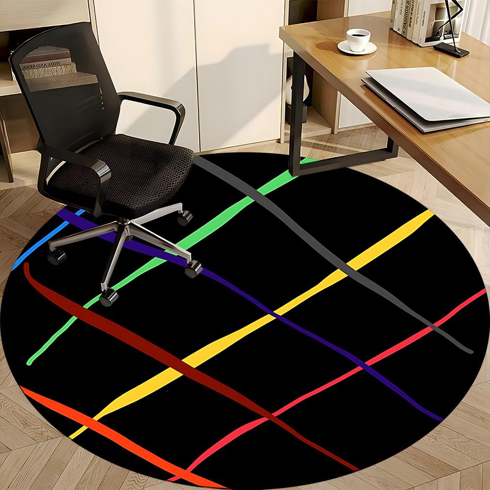 1pc Abstract Pattern Carpet, Round Non Slip Durable Large Size Office Carpet, Suitable for Office