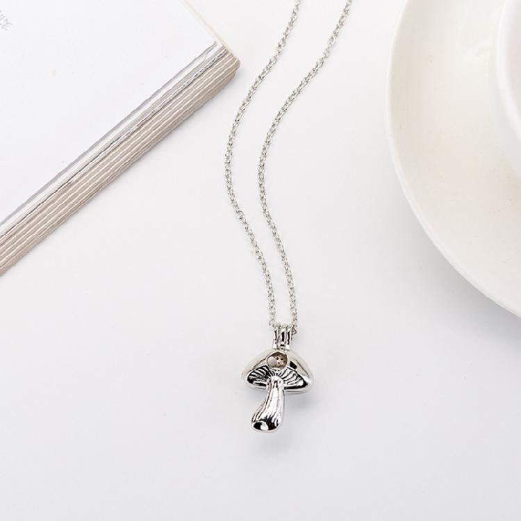 Antique Silver Mushroom Charm Pendant Necklace DIY Jewelry Making Craft