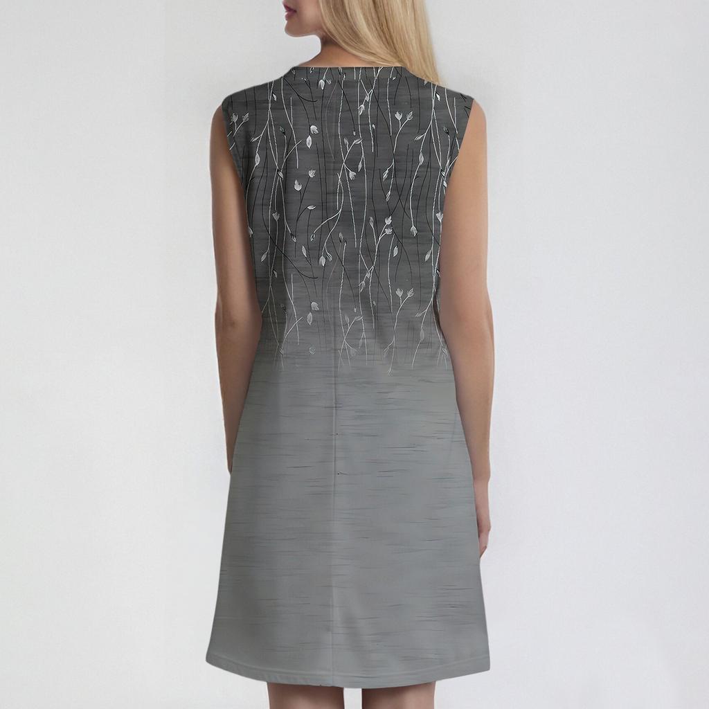 Women's Fashion Casual Print Round Neck Sleeveless Short Dress