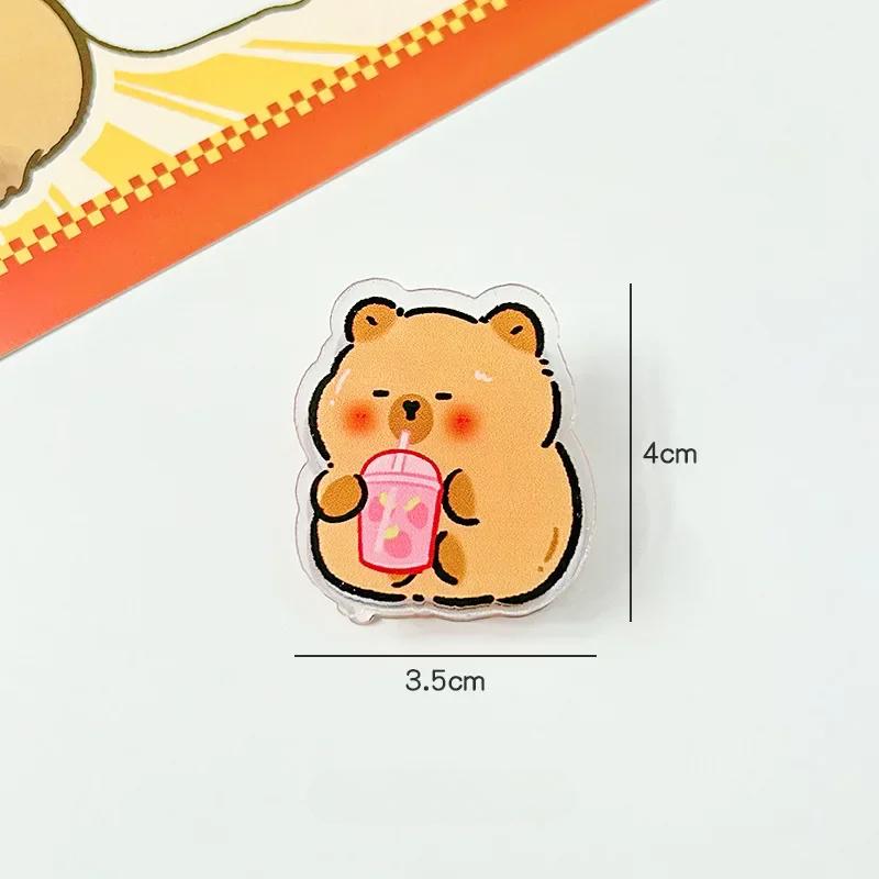 

1 шт. Новый тренд, милый мультяшный акриловый зажим с изображением капибары, креативный студенческий зажим для бумаги, зажим для закусок, офисный зажим для документов, папка для таблеток