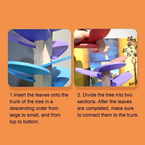 Marble Run Rainbow Sound Tree Children Fine Motor Skills Wooden Music Tree with 15 Balls Toddlers Boys Girls Educational Musical Tree Toy