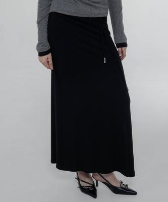 Chix Metal Tip Strap Drape Maxi Skirt Black