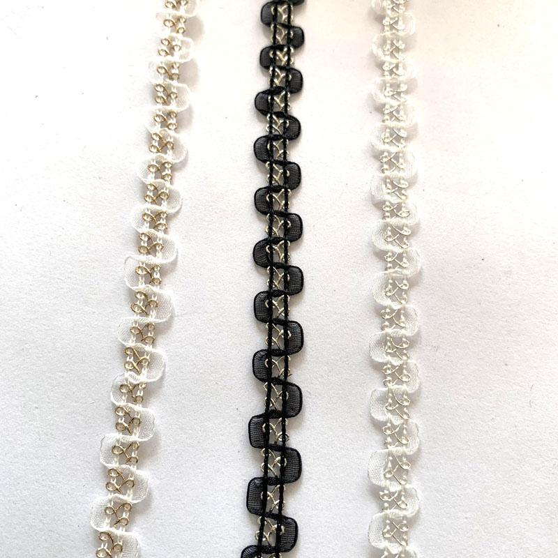 4 m/13,12 ft weißer Organza-Spitzenbesatz mit dünnem Faden, geflochtener Tausendfüßler-Bandbesatz, geschwungener Stoff für Hochzeit, Basteln, DIY, Tasche, Kleid, Nähzubehör, Dekorieren