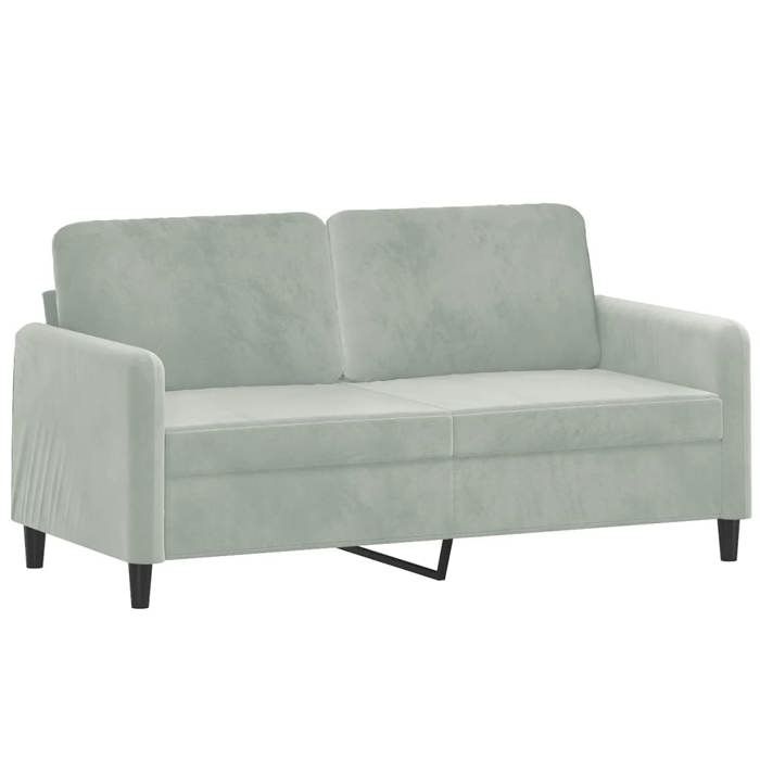Canapé 2 places - Maison Exclusive - Velours gris clair - Cadre métal robuste - 158 x 77 x 80 cm