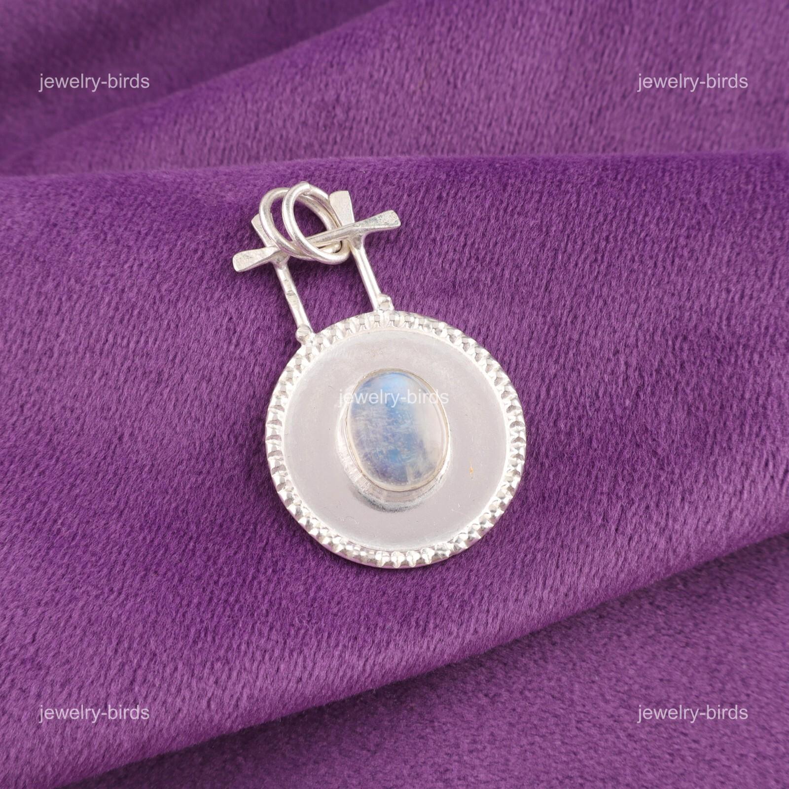 

Овальный камень Лунный камень радужный 925 серебро Подарок на помолвку Бохо Подвеска Ювелирное изделие PP-57-25