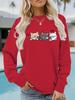 Women's Autumn/Winter Long-Sleeve Cat Print Hoodie Sweatshirt