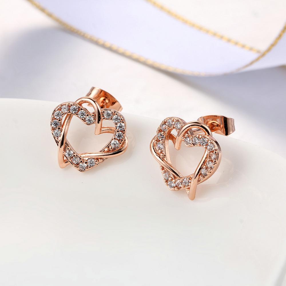 Top Quality Luxury Gold Heart Rose Gold Color Stud Earrings Jewelry Austrian Crystal ZYE030 ZYE031