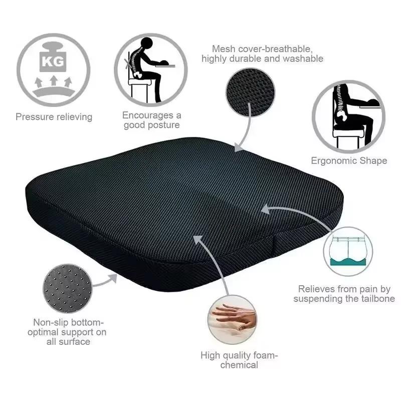 Tailbone Sciatica Back Pain Relief Comfort Office Chair Car Seat Cushion Non-Slip Orthopedic Memory Foam Coccyx Mat