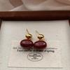 Custom Red Simple Oval Earrings Retro Elegant Autumn And Winter Earrings Modern Light Luxury Niche Unique Earrings