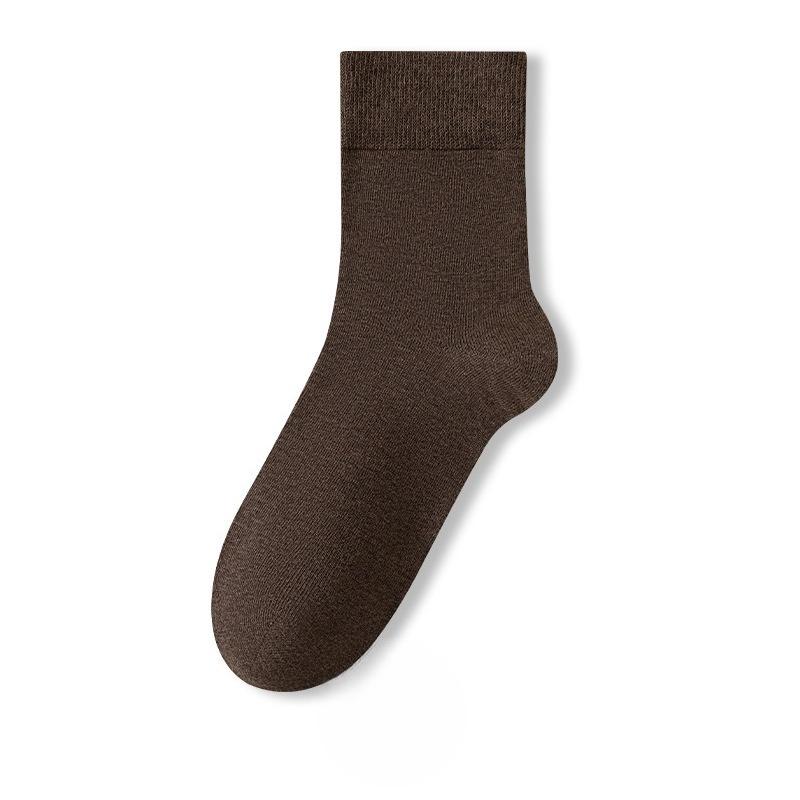 Men's Spring and Autumn Pure Cotton Pure Color Business Leisure Sweat Absorbing Breathable Antibacterial Socks