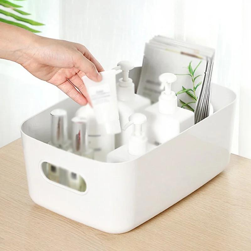 1pc Desktop Cosmetic Storage Box Bathroom Kitchen Bedroom Plastic Storage Basket S-L Dormitory Miscellaneous Storage Box