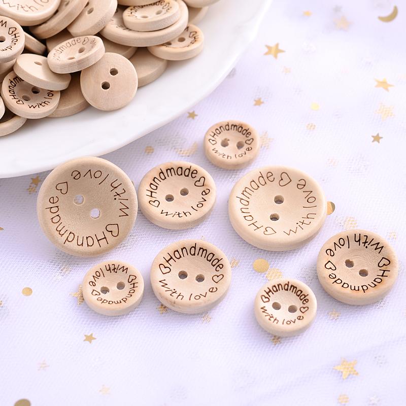 20pcs 2 Holes Natural Wooden Buttons for Clothes Decorative Button Diy Handmade 2 Eyelets Bottons Sewing Accessories3