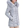 Women Hooded Outwear Warm Coat Long Thick Furry Collar Cotton Slim Jacket