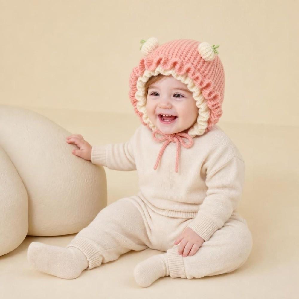 Warm Baby Hooded Hat Soft Woolen Beanie Fashion Girls Knitted Hat