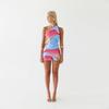 Summer Vacation Printed Slim Women's Suit Fashion Backless Hollow Lace Up Beach Outfit Sexy Asymmetrical Top with Mini Skirt Set