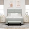 Box Spring Bed with Headboard Light Grey 190 x 140 cm Velvet