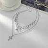Punk Rock Silver Color Vortex Star Pendant Chain Layered Necklace For Women Men Charms Y2K Grunge Accessories Jewelry