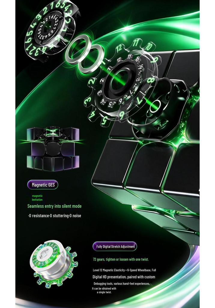 MagDriveUV 3x3x3 Cube: Magnetic Levitation Diamond Surface Competition Toy