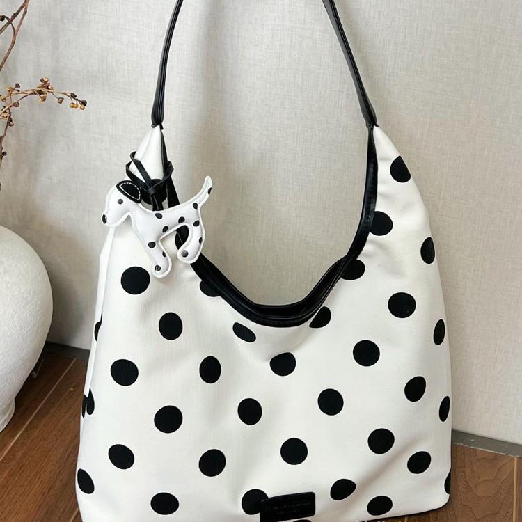 New Large-Capacity Underarm Polka Dot Tote Bag Women'S High-End Light Luxury Niche Commuter Shoulder Bucket Bag