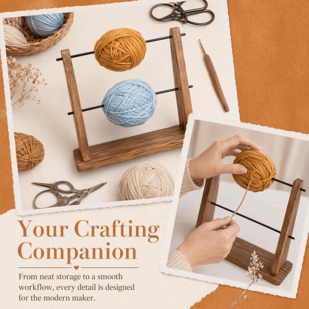 Double Layer Yarn Spinner Holder Solid Wood Spindle Winder Multi-purpose Wool Storage Rack Crochet