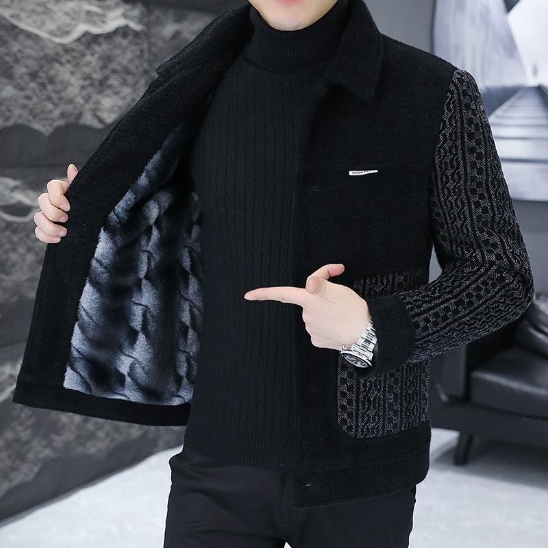 Men's Wool Patchwork Jacket: Warm, Fashionable & Handsome
