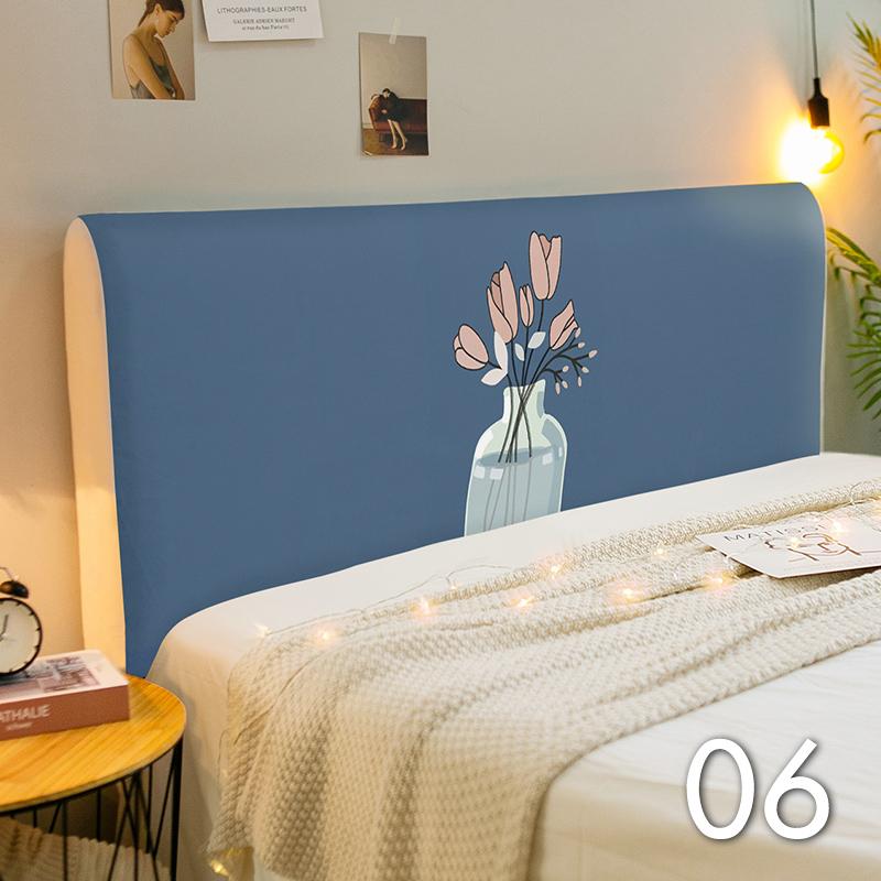 Elastic Bed Headboard Cover Cotton All-inclusive Bed Head Cover Small Fresh Flower Printed Bedside Slipcover Universal 1.2-2.2M