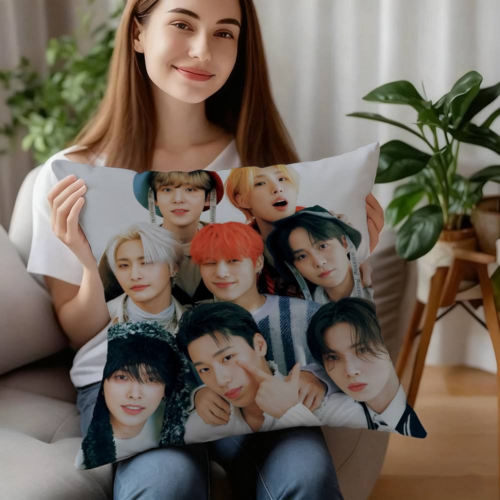 

Kpop A-AteezS Наволочка Короткий плюш Двусторонняя печать Квадратные наволочки для диванных подушек Домашний декор подушек для дивана 12x12Inch