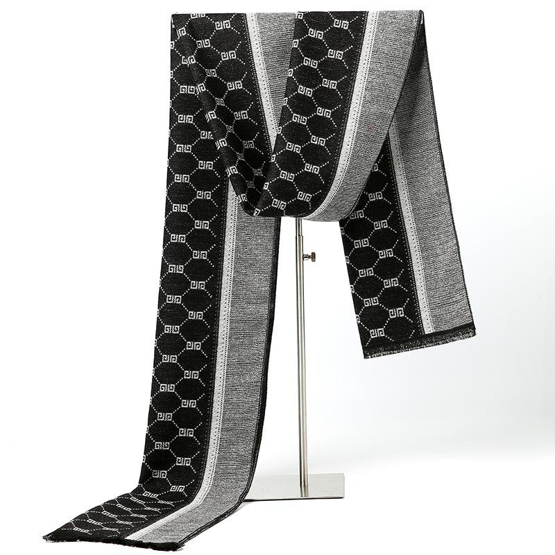 

2025 Осень/Зима Новый мужской кашемировый шарф утолщенный, стильный, европейский и американский мужской классический в полоску 30*180cm