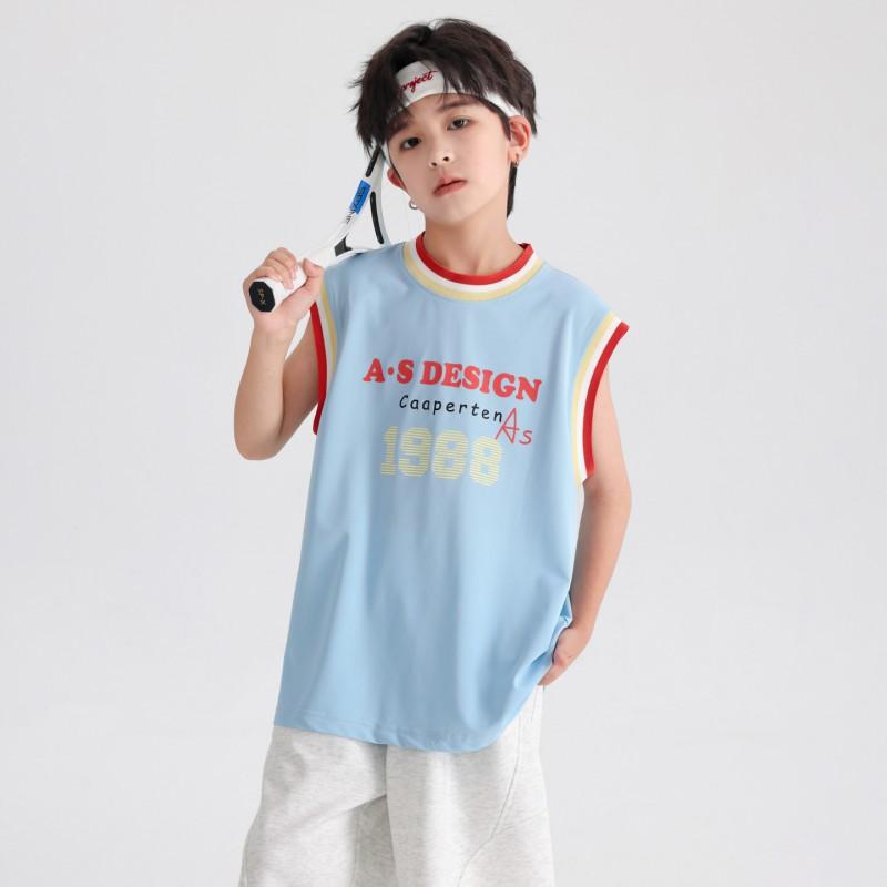 Boys Color Block Sleeveless Sport T-Shirt Loose Fit Tank Top Kids