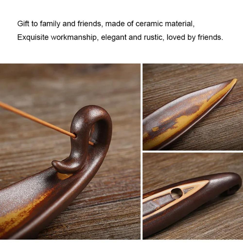 Chinese Style Retro Fishing Line Incense Burner, Home Decoration with a Flat Boat Lying Incense Diffuser Incense Pedestal