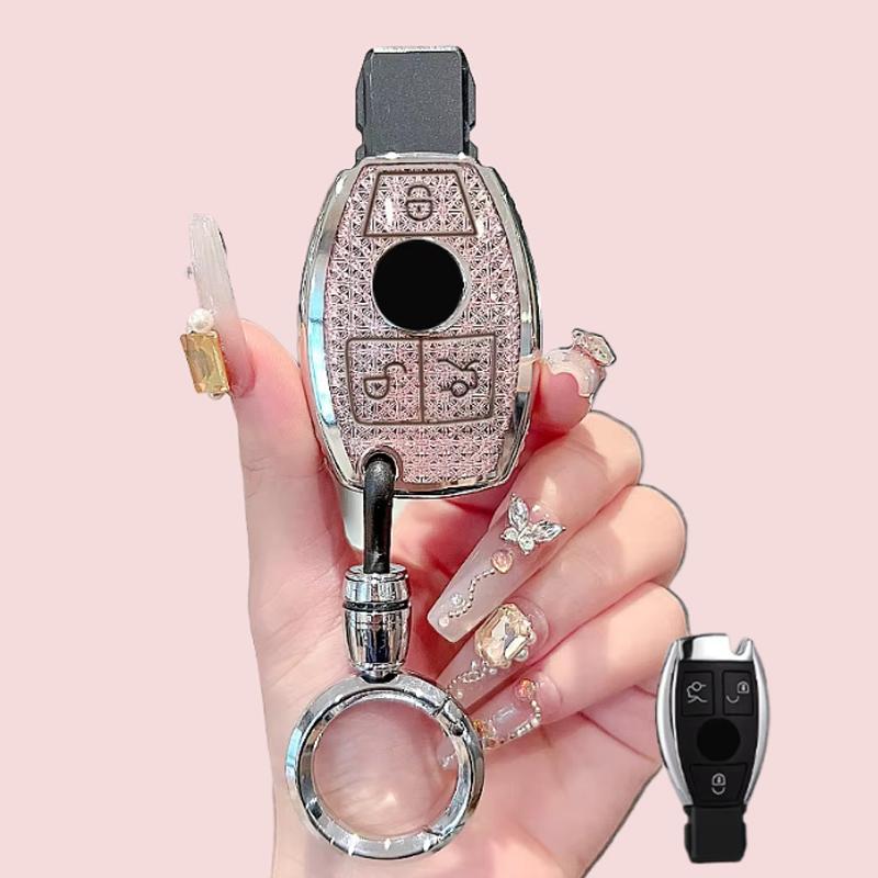 Female Key Case for Mercedes Benz CLS CLA GL R SLK AMG A B C S Class 3 Button Remote Car Key Cover Holder Keychain Accessories