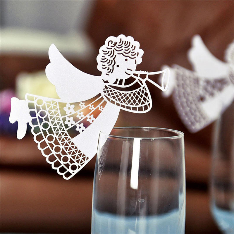 Hot Flying Angel Name Place Card For Wedding Party Table Wine Glass Decoration
