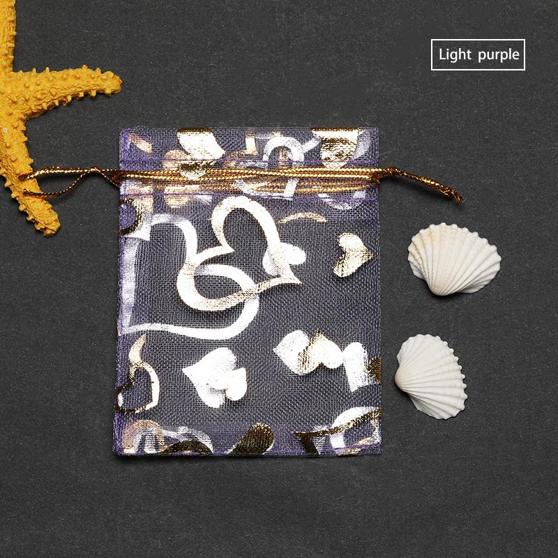 50pcs Love Heart Organza Bags Wedding Gift Christmas Bags Tulle Favor Sack Jewelry Popular Drawstring 7X9 9X12 11X16 13X18cm