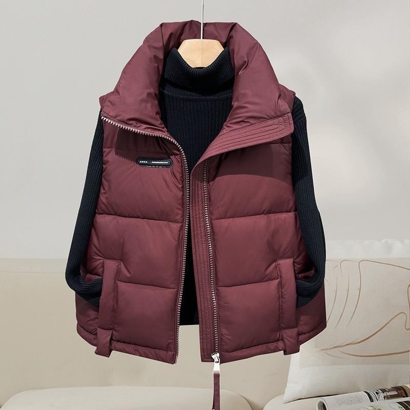 Down cotton vest women's short autumn and winter new stand-up collar fashion vest vest vest vest outer wear